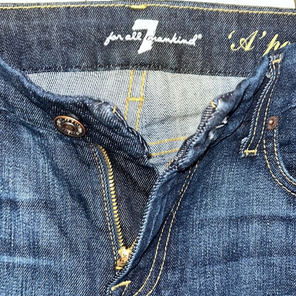 7 For All Mankind “A” Pocket Dark Wash Denim Jeans (29) - Picture 5 of 10
